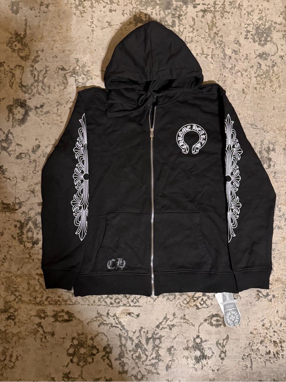 Black chrome hearts horse shoe Zip-Up Hoodie Jacket